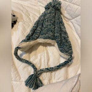 Ski Hat Ear Flap Fur Lined Pom Pom